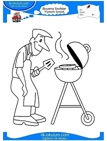 Çocuklar İçin Mangal-Barbekü Boyama Sayfaları 